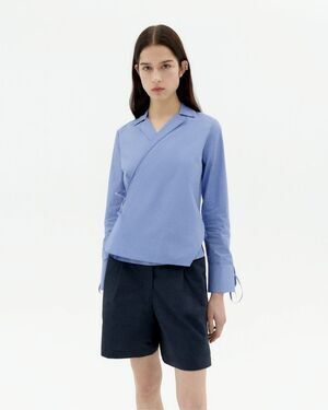 ✨Thinking Mu Lenie Blue Wrap Sz XS Blouse✨